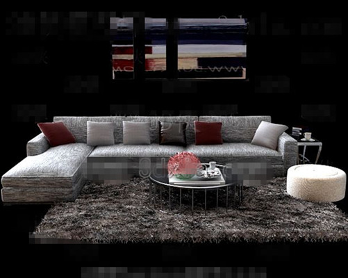 Gray comfortable fabric sofa combination