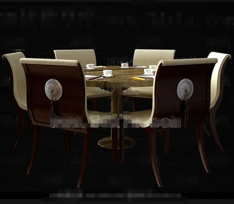 Round Redwood dining table combination