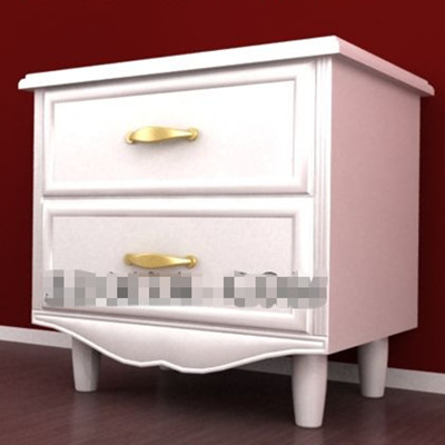 Pure white wooden bedside cabinet