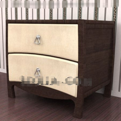 Yellow double-layer drawers bedside cabinet