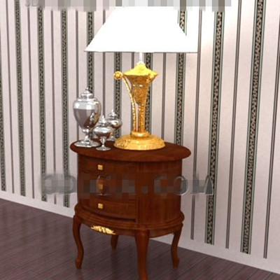 Red-brown oval bedside table