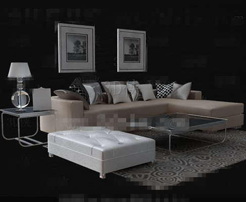 Beige leather Sofa Tea table combination