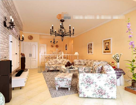 Pastoral style warm colors living room