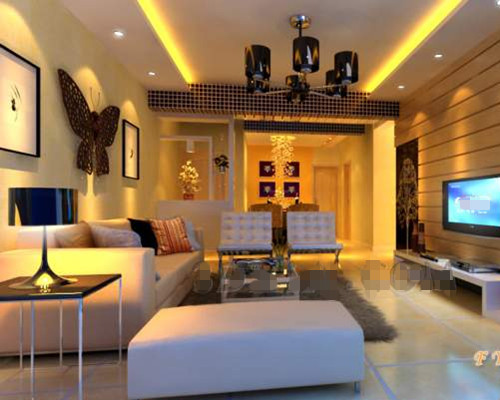 Gold modern warm living room