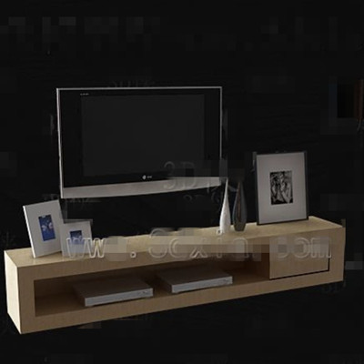 Light yellow simple TV cabinet