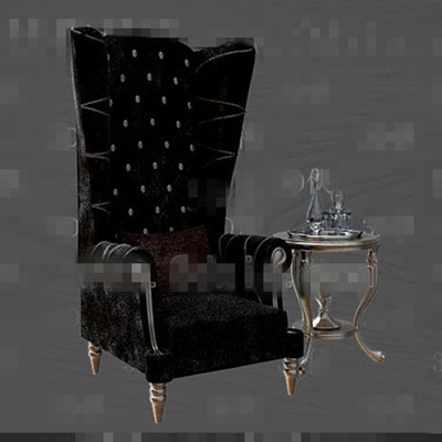 Exquisite black fabric sofa tea table combination