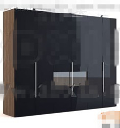 Simple black four-door wardrobe