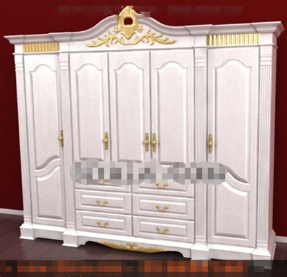 European style white four-door wardrobe