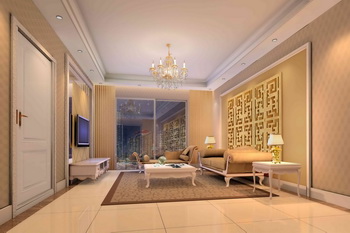 European style floor-to-ceiling windows living room