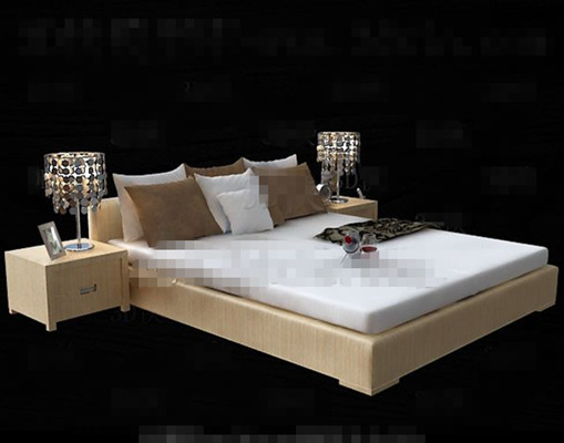 Comfortable pale yellow double bed