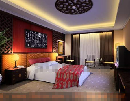 Chinese style screen background wall bedroom