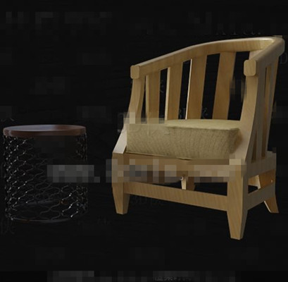 Wooden primary color single sofa