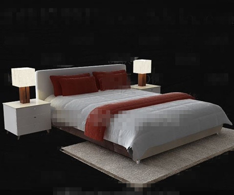 Simple modern white double bed