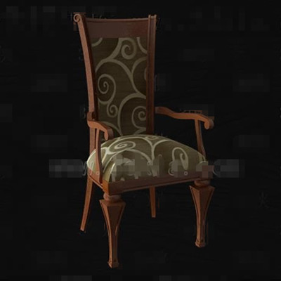 Brown fabric wood carved chair