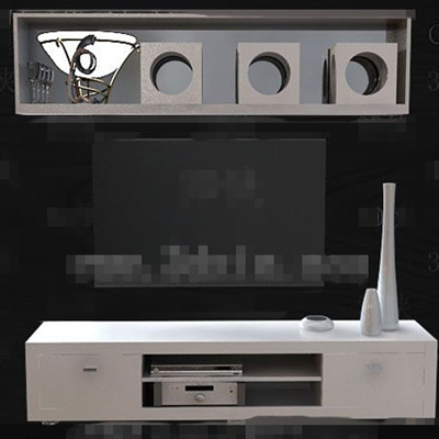 Simple white wooden TV cabinet