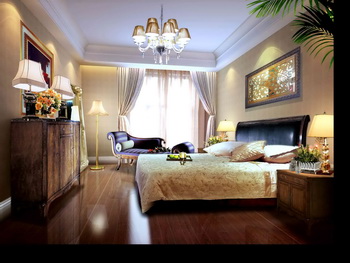 Dark solid wood retro bedroom