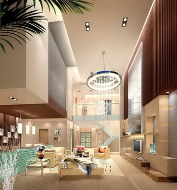 Modern duplex warm luxurious living room