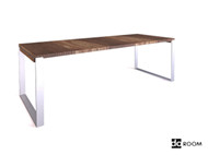 Solid wood desktop and metal stents table