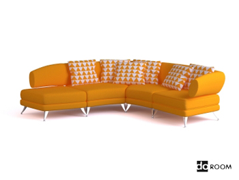 Modern warm yellow three seats sofa