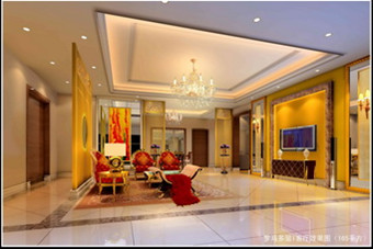 Warm colors of modern living room