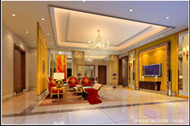 Warm colors of modern living room