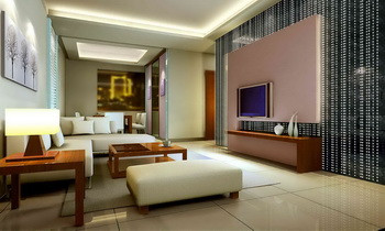 Warm yellow comfortable living room