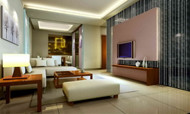 Warm yellow comfortable living room