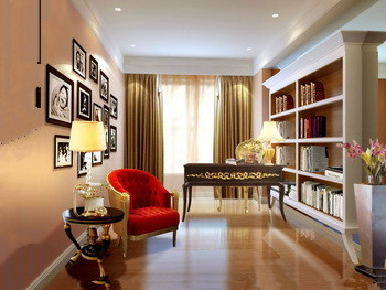 Modern bright and warm study room