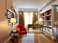 Modern bright and warm study room
