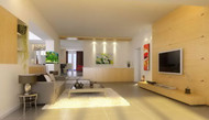 Fresh yellow and white color living room