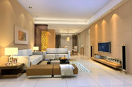 Modern warm color spacious living room