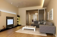 Modern small space warm living room