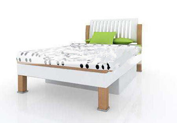 Fresh green and white children's bed