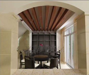 Simple retro wooden ceiling dining room
