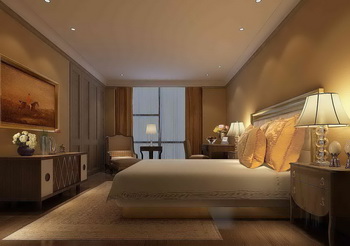 Beige main theme dark hotel bedroom