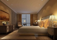 Beige main theme dark hotel bedroom