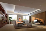 Spacious and simple wood living room
