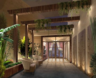 Natural wooden decorating living room