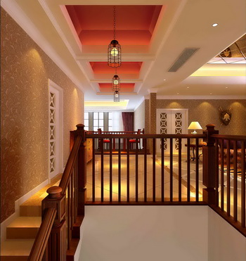 Dark color handrails duplex stairs