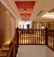 Dark color handrails duplex stairs