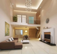 Simple white duplex living room