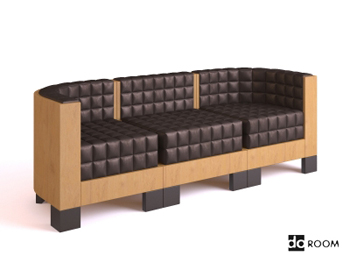 Wood sense Plaid three seats sofa