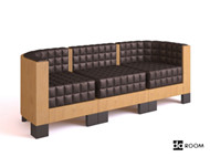 Wood sense Plaid three seats sofa