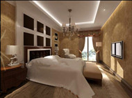 Pale yellow comfortable bedroom
