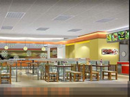 Spacious and comfortable fast-food restaurant