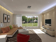 Modern light yellow warm living room