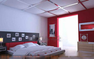 Modern and stylish white red bedroom