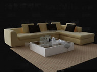 Pale yellow sofa and tea table combination