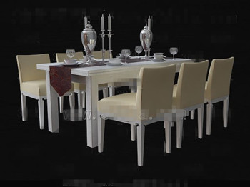 Pale yellow wooden table and chairs combination