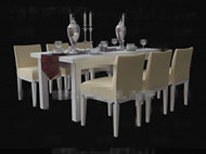 Pale yellow wooden table and chairs combination
